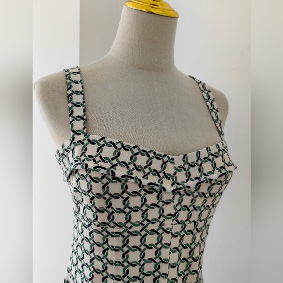 Veronica Beard Green and White Midi Dress - Picture 10 of 16